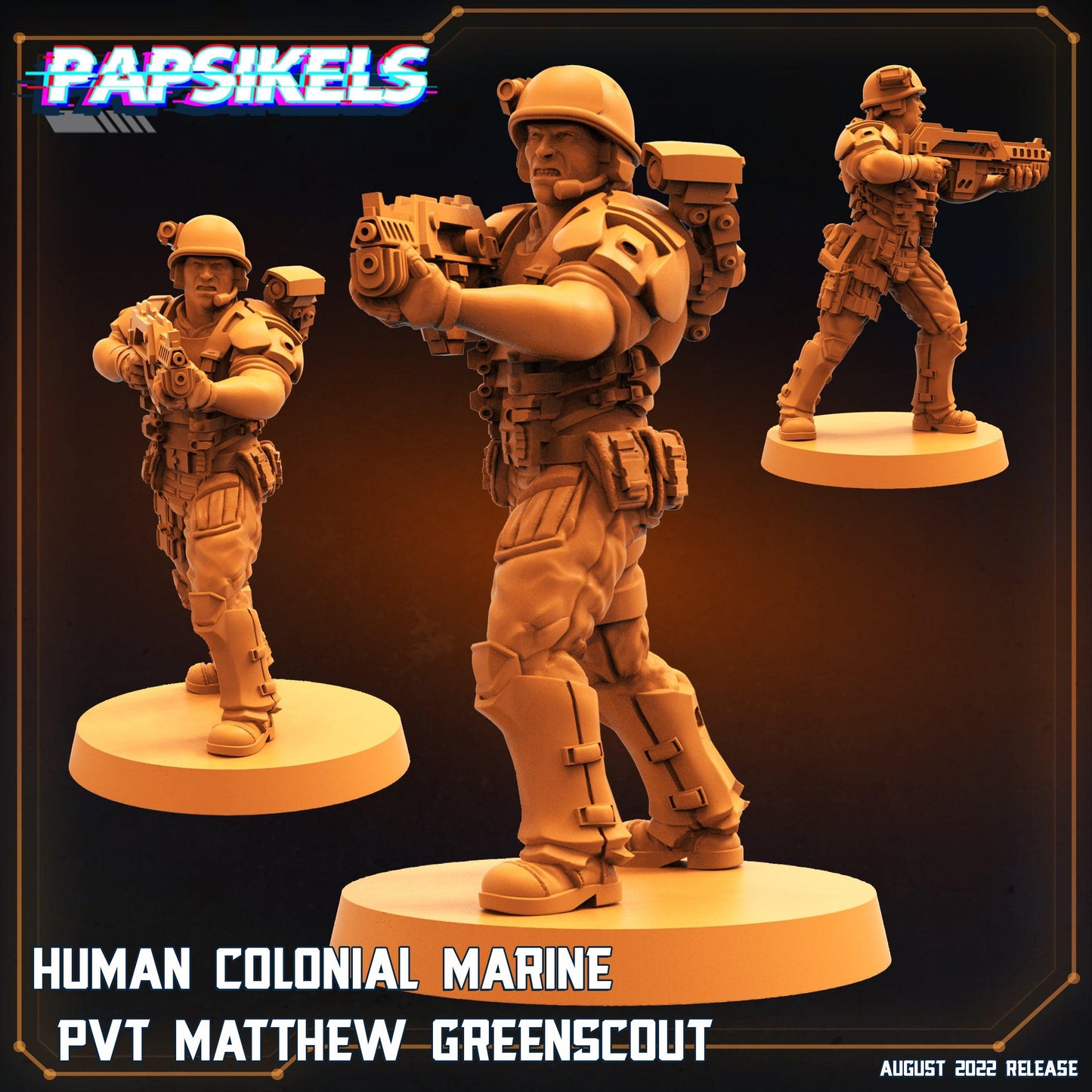 3D Printed Papsikels Cyberpunk Sci-Fi Human Colonial Marine Pfc Set - 28mm 32mm - 3D Printing Boss