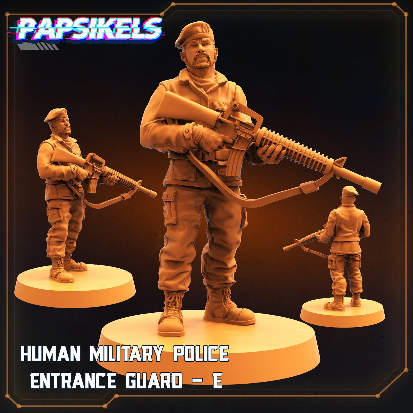 3D Printed Papsikels Cyberpunk Sci-Fi - Human Military Police Entrance Guard Set - Star Entrance 28mm 32mm - 3D Printing Boss