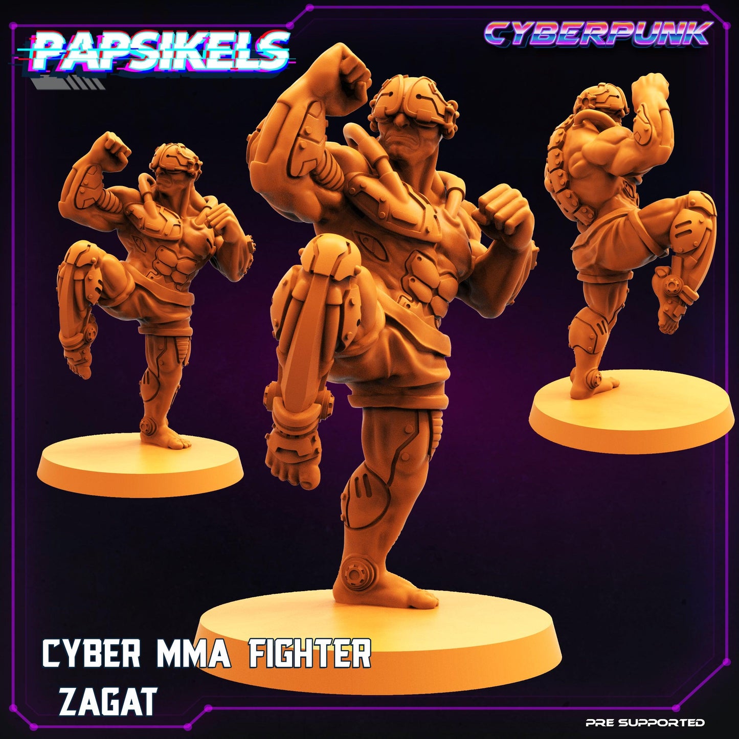 3D Printed Papsikels Cyberpunk Sci-Fi Mma Boxer Fighter Set - 28mm 32mm - 3D Printing Boss