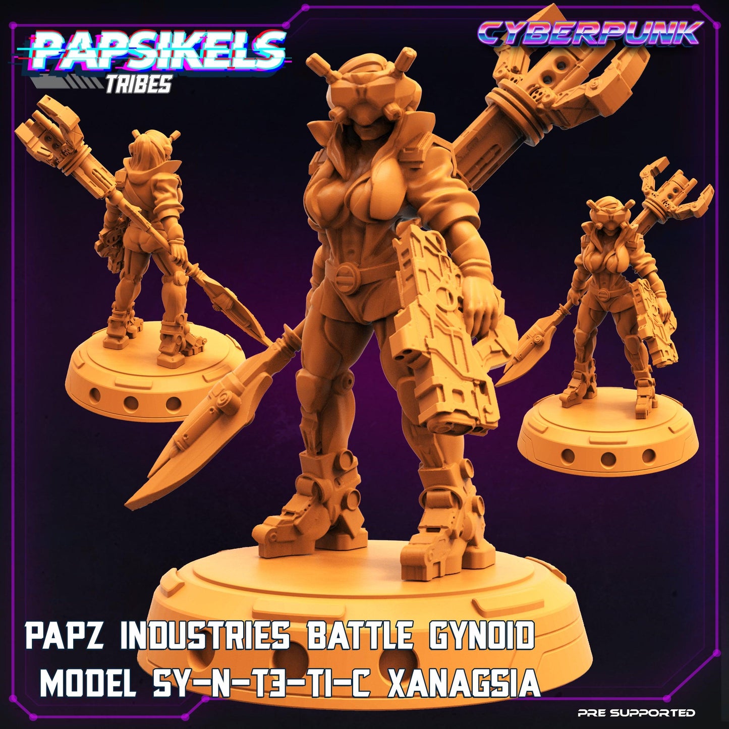3D Printed Papsikels Cyberpunk Sci-Fi Papz Battle Gynoid S-N-T3-T1-C Xanagsia - 28mm 32mm - 3D Printing Boss