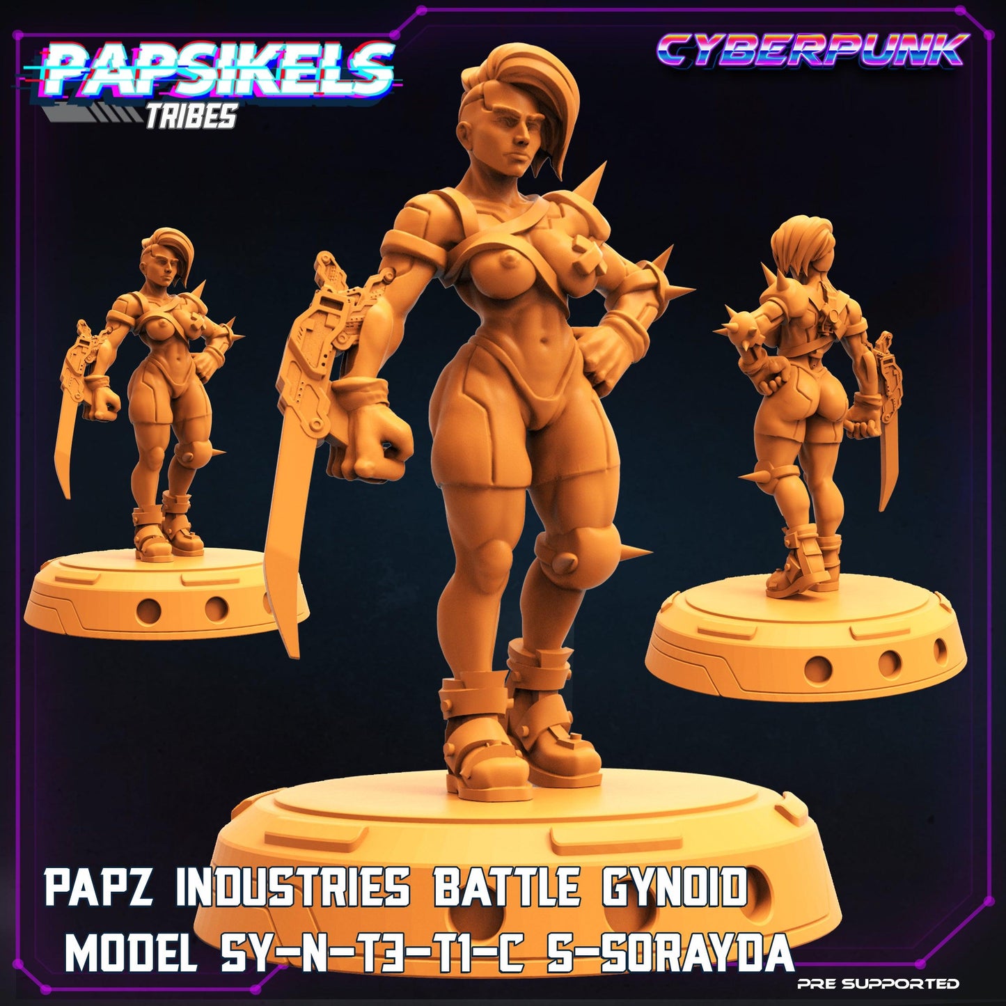 3D Printed Papsikels Cyberpunk Sci-Fi Papz Battle Gynoid SY-N-T3-TI-C Sorayda - 28mm 32mm - 3D Printing Boss