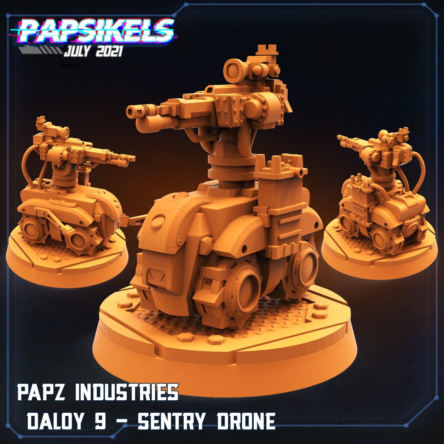 3D Printed Papsikels Cyberpunk Sci-Fi Papz Industries Daloy 9 Sentry Drone - 28mm 32mm - 3D Printing Boss
