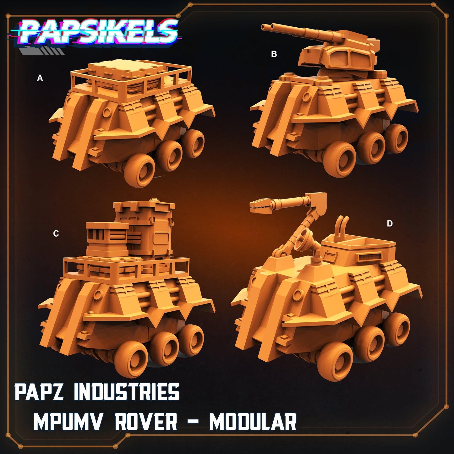 3D Printed Papsikels Cyberpunk Sci-Fi - Papz Industries Mpumv Rover - 28mm 32mm - 3D Printing Boss