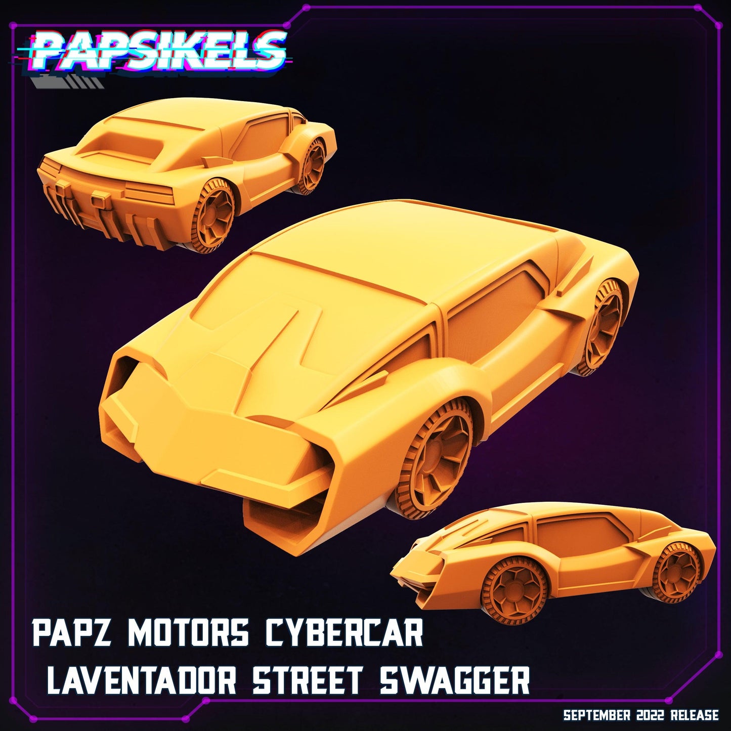 3D Printed Papsikels Cyberpunk Sci-Fi Papz Motors Cybercar Laventador Street Swagger - 28mm 32mm - 3D Printing Boss