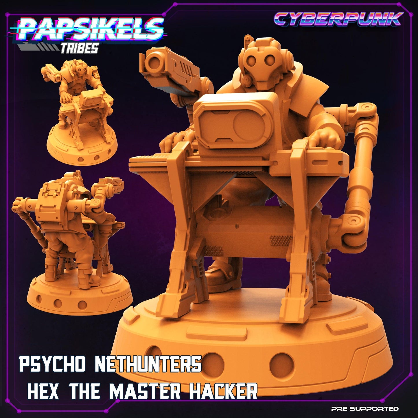 3D Printed Papsikels Cyberpunk Sci-Fi Psycho Nethunters Hex The Master Hacker - 28mm 32mm - 3D Printing Boss