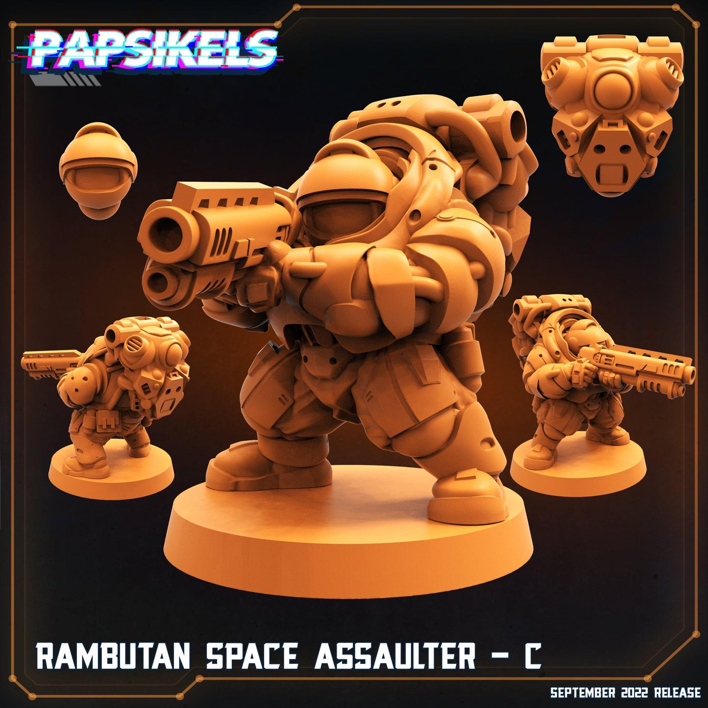 3D Printed Papsikels Cyberpunk Sci-Fi Rambutan Space Assaulters Set - 28mm 32mm - 3D Printing Boss
