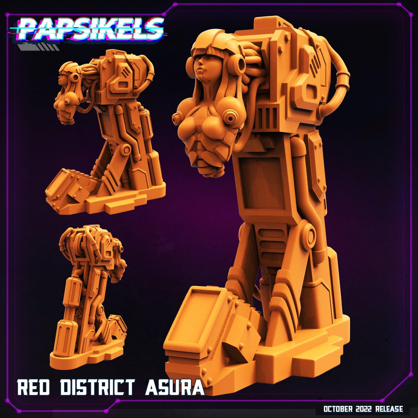 3D Printed Papsikels Cyberpunk Sci-Fi Red District Asura - 28mm 32mm - 3D Printing Boss