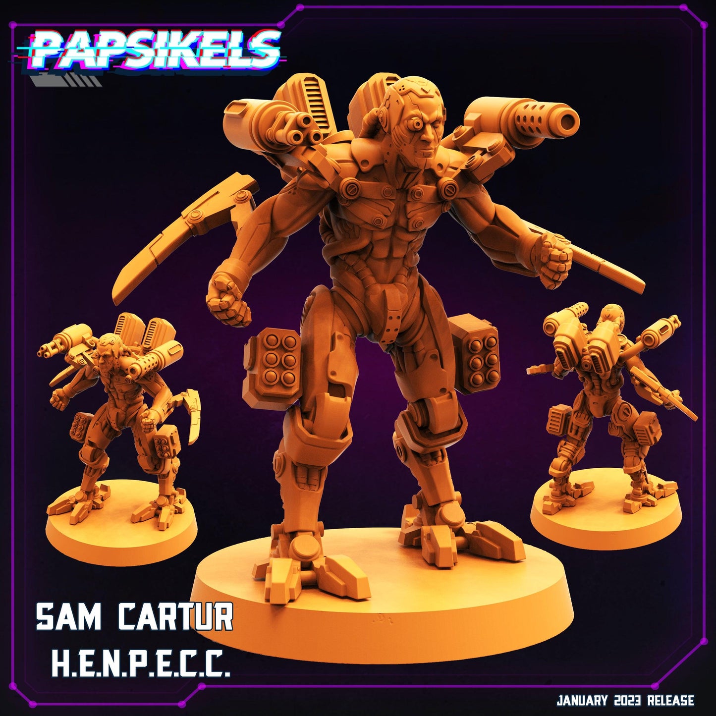 3D Printed Papsikels Cyberpunk Sci-Fi -Sam Cartur Henpecc 28mm 32mm - 3D Printing Boss