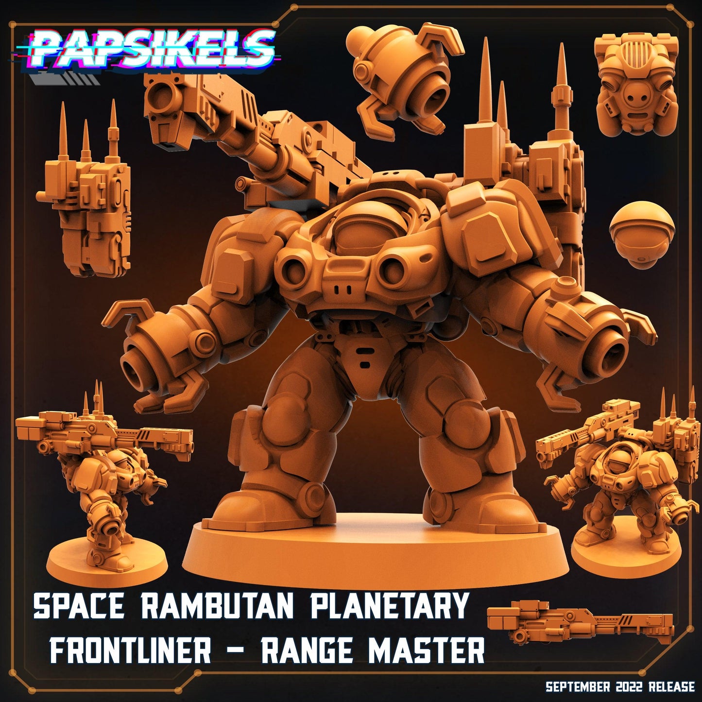 3D Printed Papsikels Cyberpunk Sci-Fi Space Rambutan Planetary Frontliner Range Master - 28mm 32mm - 3D Printing Boss