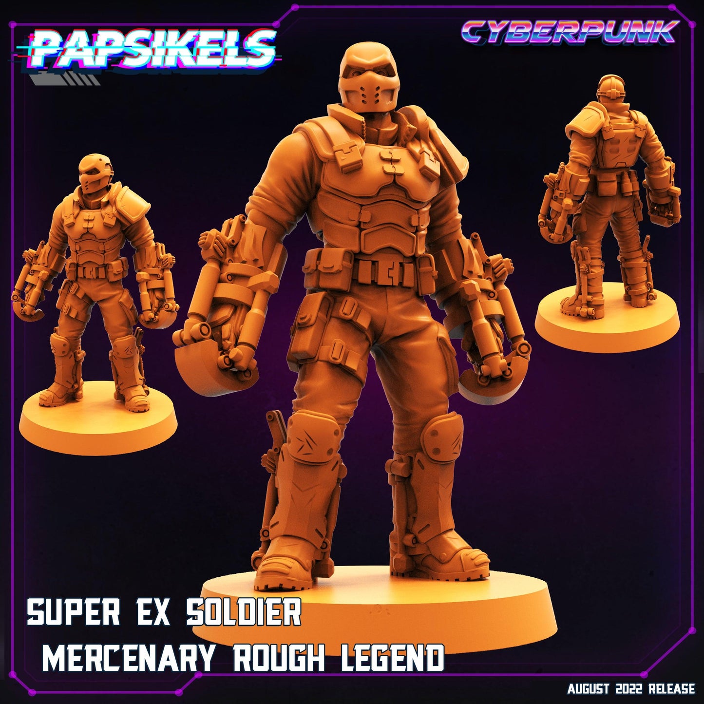 3D Printed Papsikels Cyberpunk Sci-Fi Super Ex Soldier Mercenary Rough Legend - 28mm 32mm - 3D Printing Boss