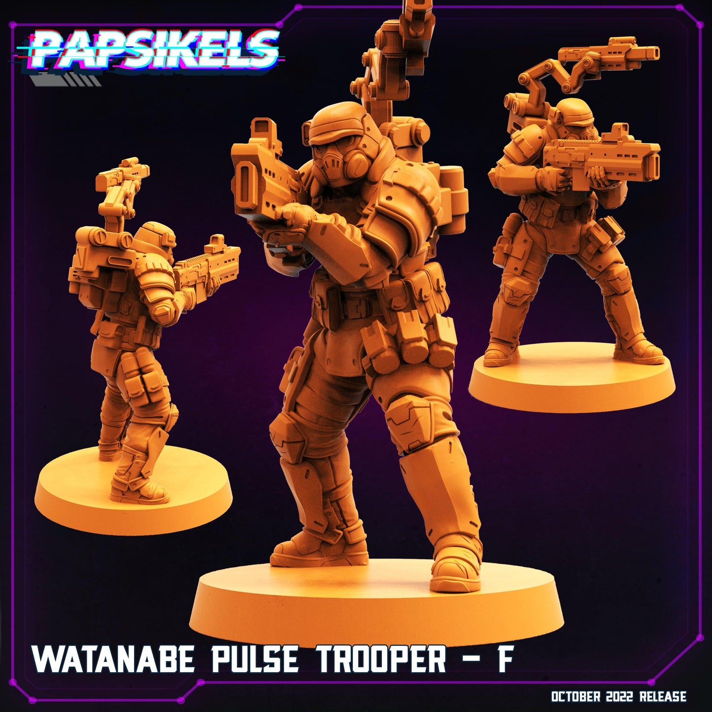 3D Printed Papsikels Cyberpunk Sci-Fi Watanabe Pulse Trooper Set - 28mm 32mm - 3D Printing Boss