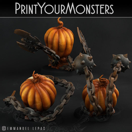 3D Printed Print Your Monsters 3 Skull Pumpkins Pumpkins Attack Pack II 28mm - 32mm D&D Wargaming - 3D Printing Boss