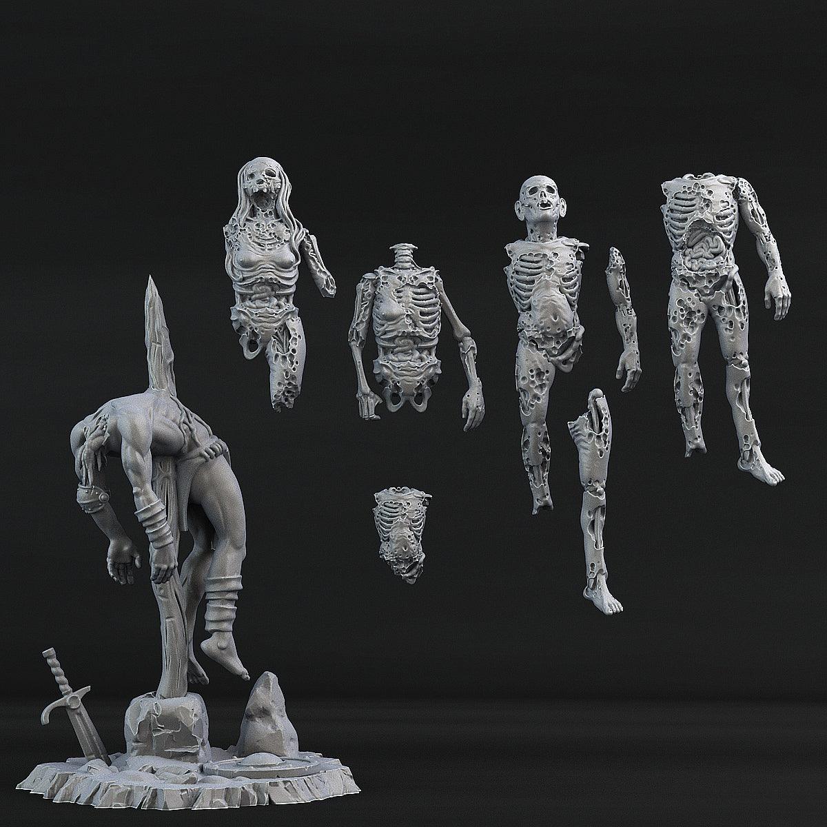 3D Printed Print Your Monsters Cadavers Dead Bodies Set 28mm - 32mm D&D Wargaming - 3D Printing Boss