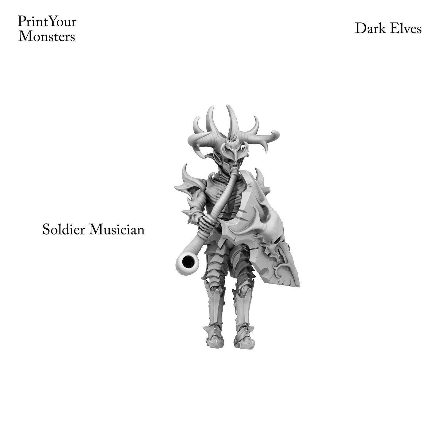 3D Printed Print Your Monsters Dark Elves Banner and Musician Set 28mm - 32mm D&D Wargaming - 3D Printing Boss