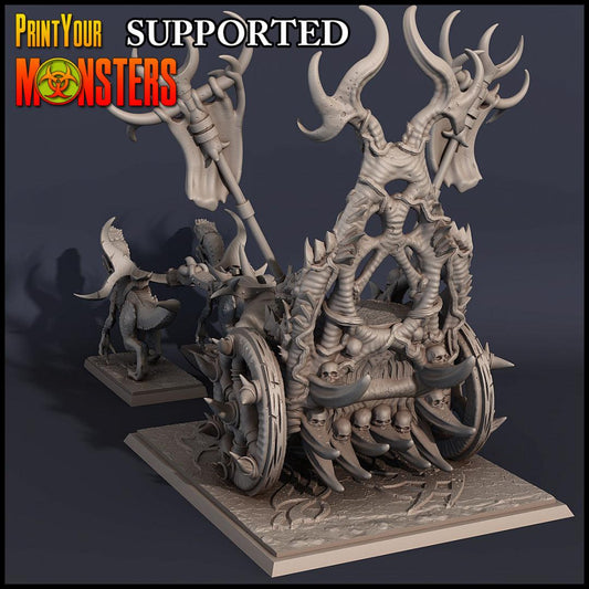 3D Printed Print Your Monsters Dark Elves Chariot and General Set 28mm - 32mm D&D Wargaming - 3D Printing Boss