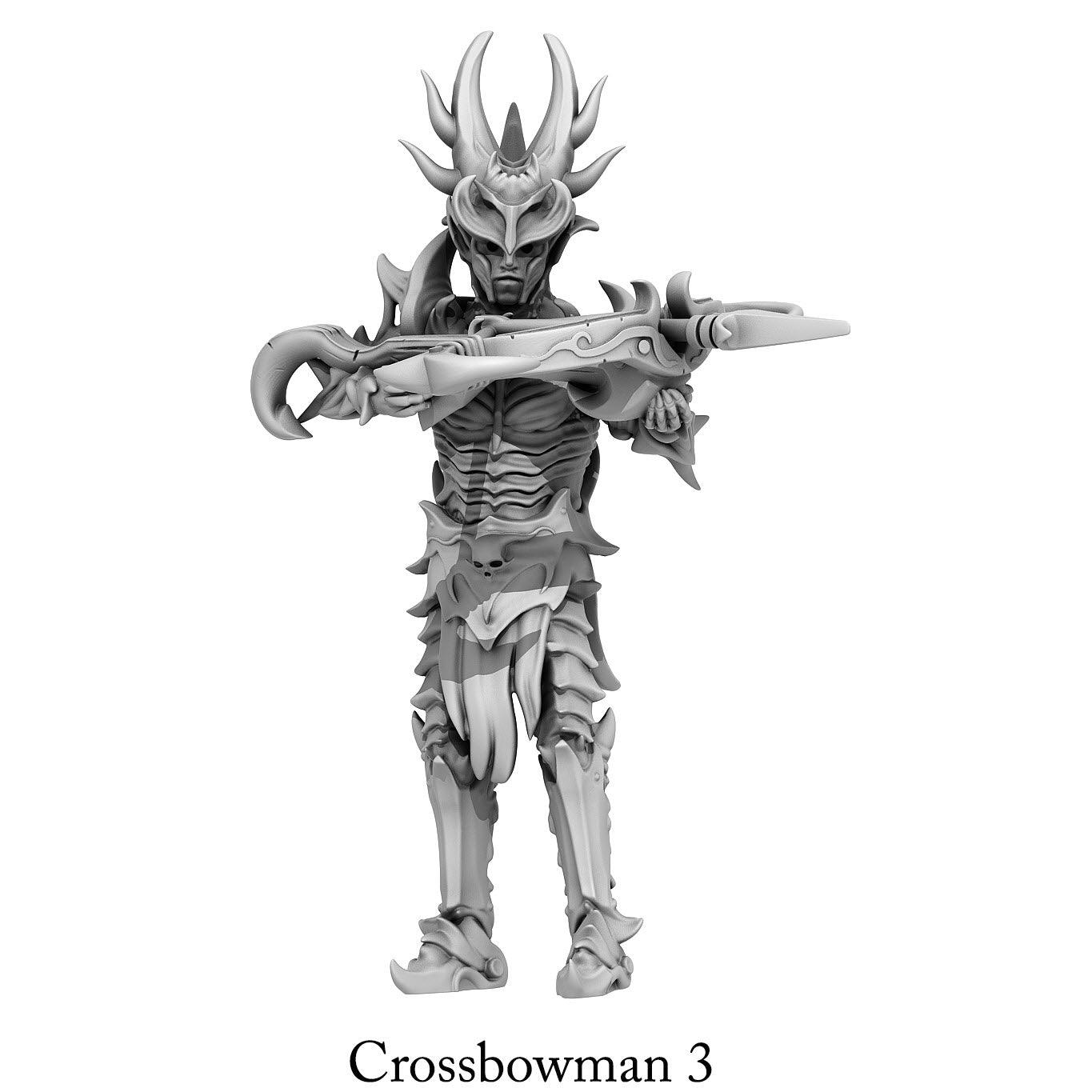 3D Printed Print Your Monsters Dark Elves Crossbowman Set 28mm - 32mm D&D Wargaming - 3D Printing Boss