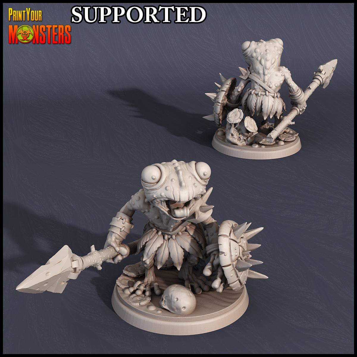 3D Printed Print Your Monsters Frog Lancer Swamp Invasion 28mm - 32mm D&D Wargaming - 3D Printing Boss