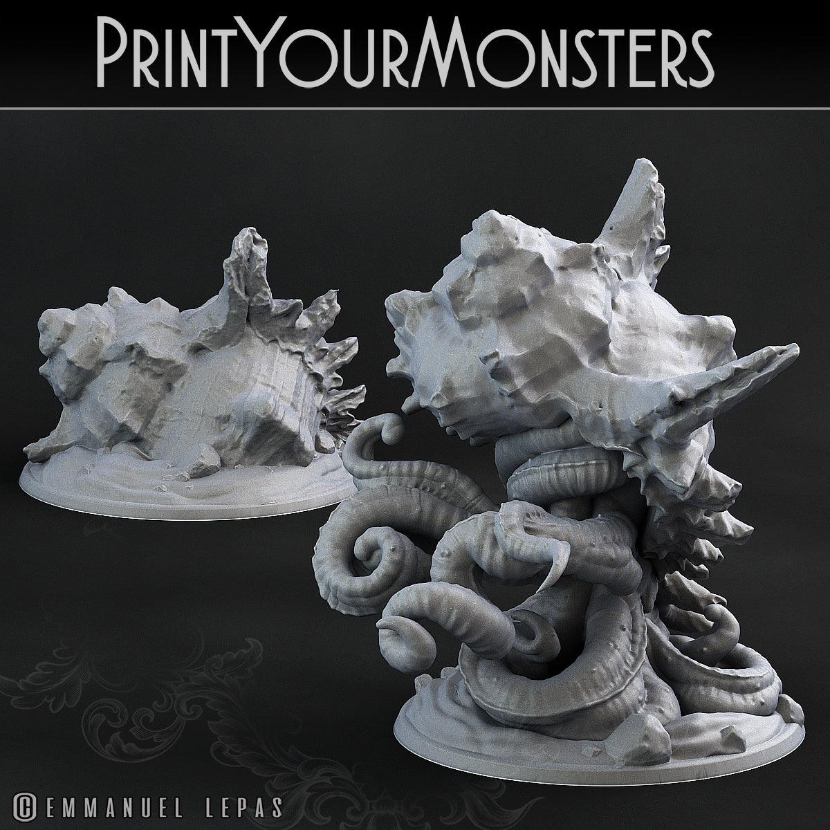 3D Printed Print Your Monsters Giant Shells Lurkers of the Deep 28mm - 32mm D&D Wargaming - 3D Printing Boss