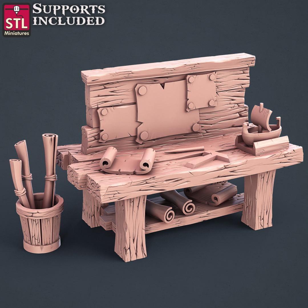 3D Printed STL Miniatures Boat Builder Set 28mm - 32mm War Gaming D&D - 3D Printing Boss