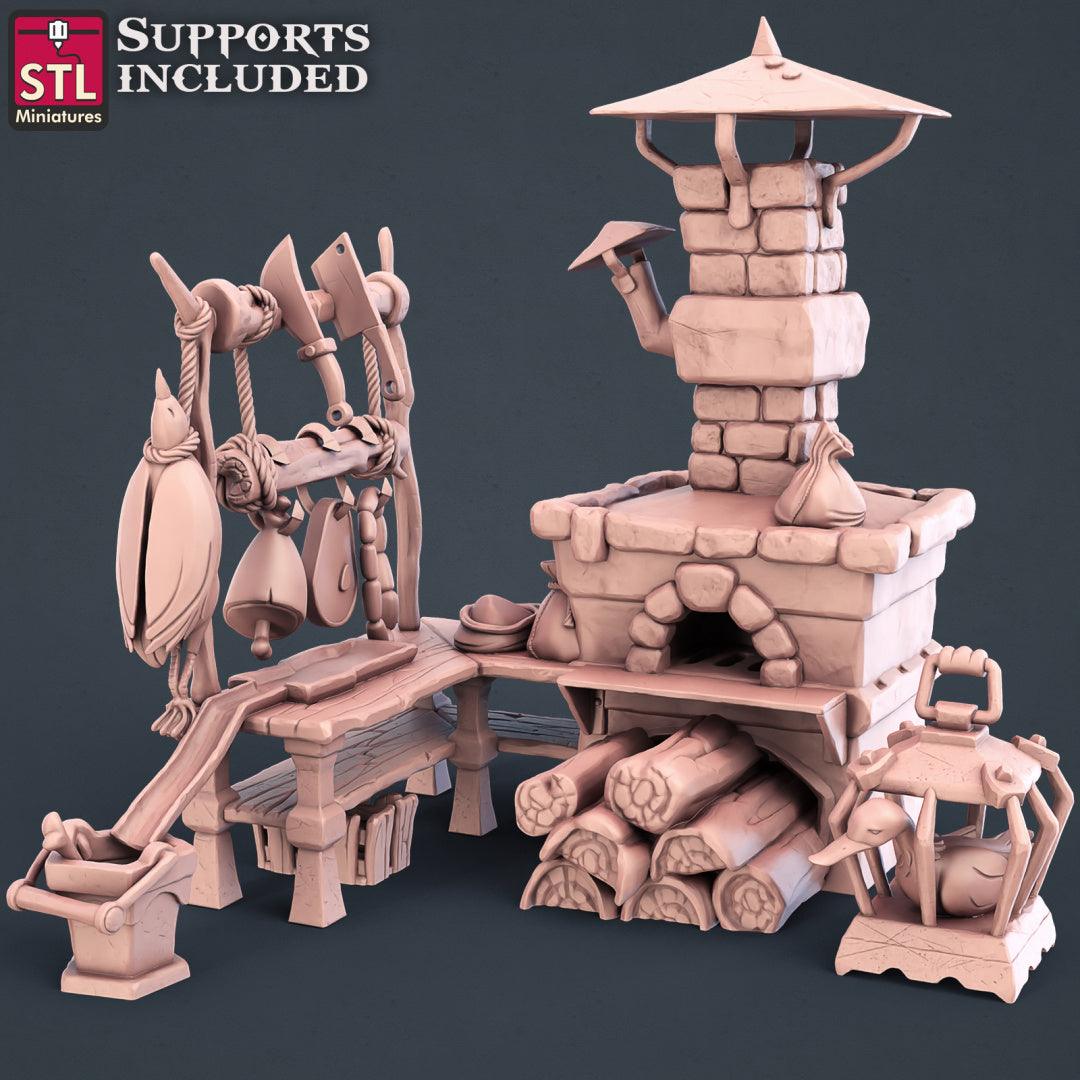 3D Printed STL Miniatures Butcher Set 28mm - 32mm War Gaming D&D - 3D Printing Boss