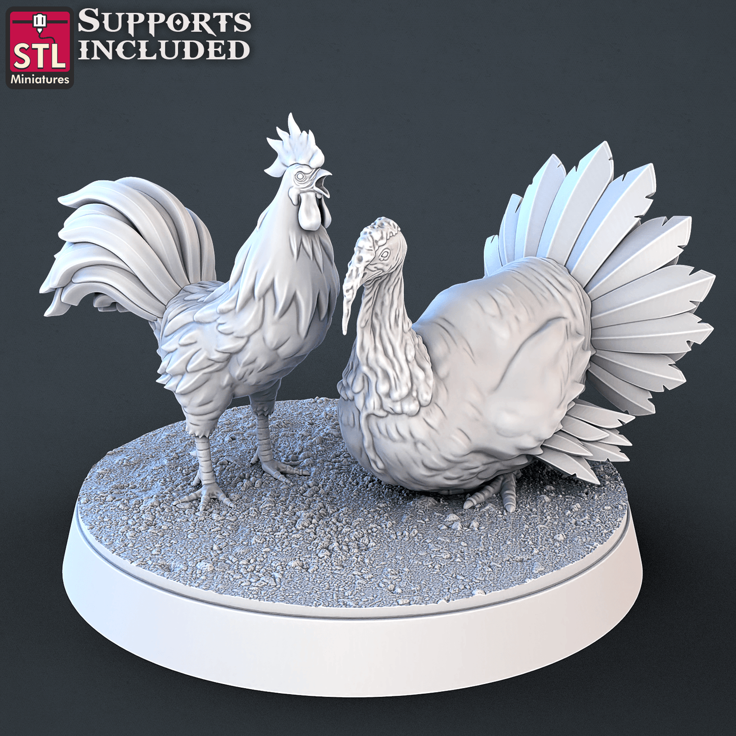 3D Printed STL Miniatures Farm Animals Set | 28 - 32mm War Gaming D&D - 3D Printing Boss