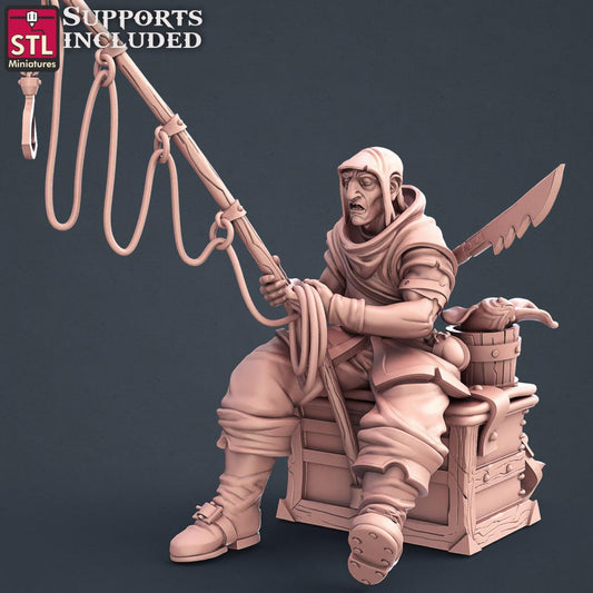3D Printed STL Miniatures Fisherman Set Fantasy NPC 2 | 28 - 32mm War Gaming D&D - 3D Printing Boss