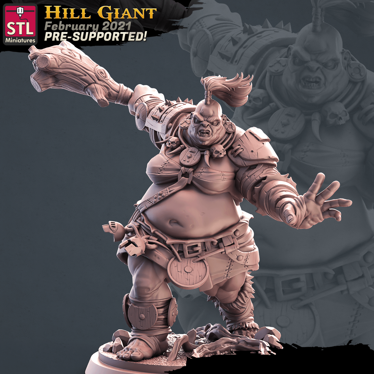 3D Printed STL Miniatures Giants Set 28mm - 32mm War Gaming D&D - 3D Printing Boss