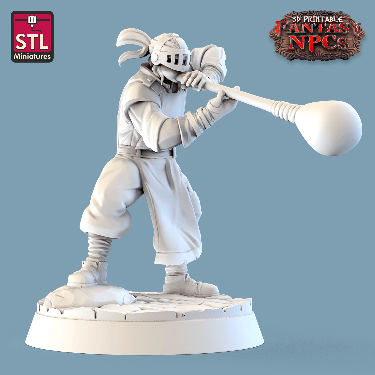 3D Printed STL Miniatures Glassblower Set Fantasy NPC 28mm - 32mm War Gaming D&D - 3D Printing Boss