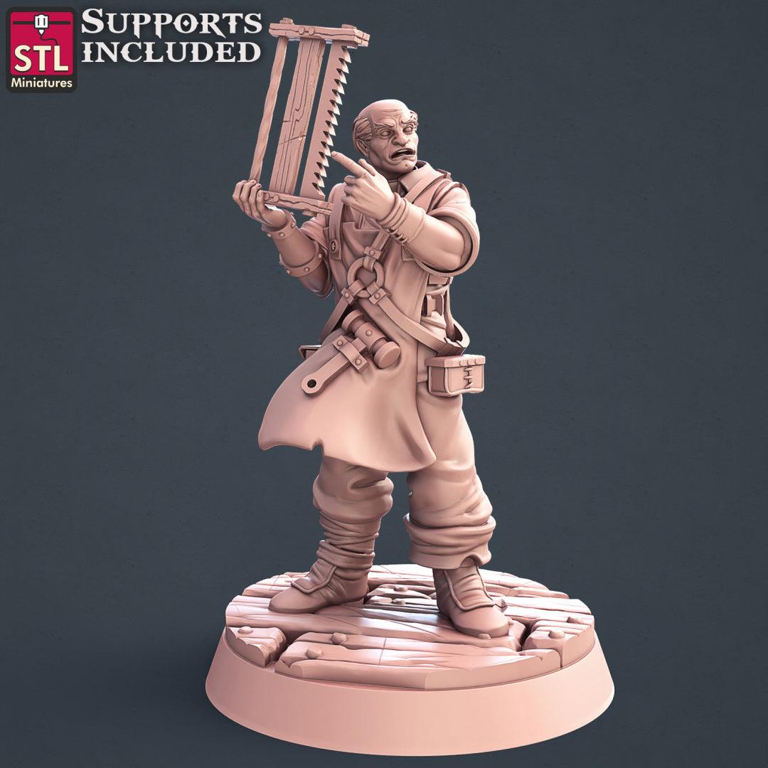 3D Printed STL Miniatures Human Carpenter Set Fantasy NPC 2 | 28 - 32mm War Gaming D&D - 3D Printing Boss