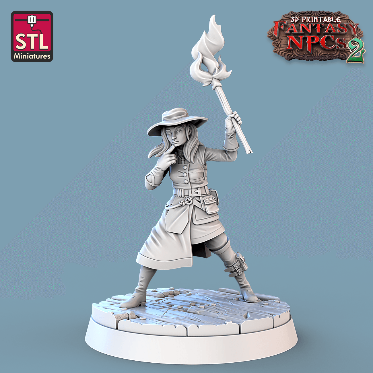 3D Printed STL Miniatures Investigator Set Fantasy NPC 2 | 28 - 32mm War Gaming D&D - 3D Printing Boss