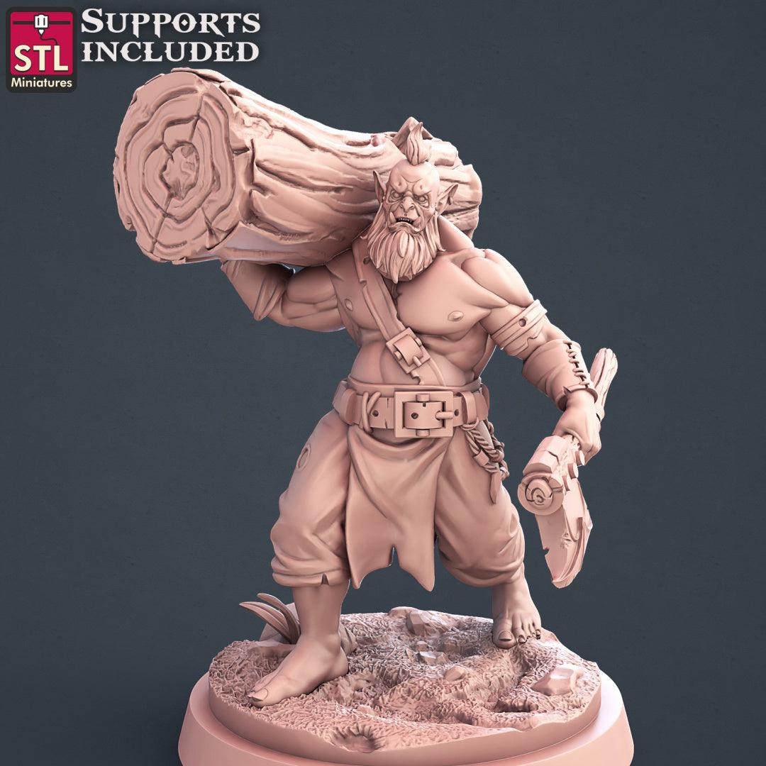 3D Printed STL Miniatures Lumberjack Set 28mm - 32mm War Gaming D&D - 3D Printing Boss