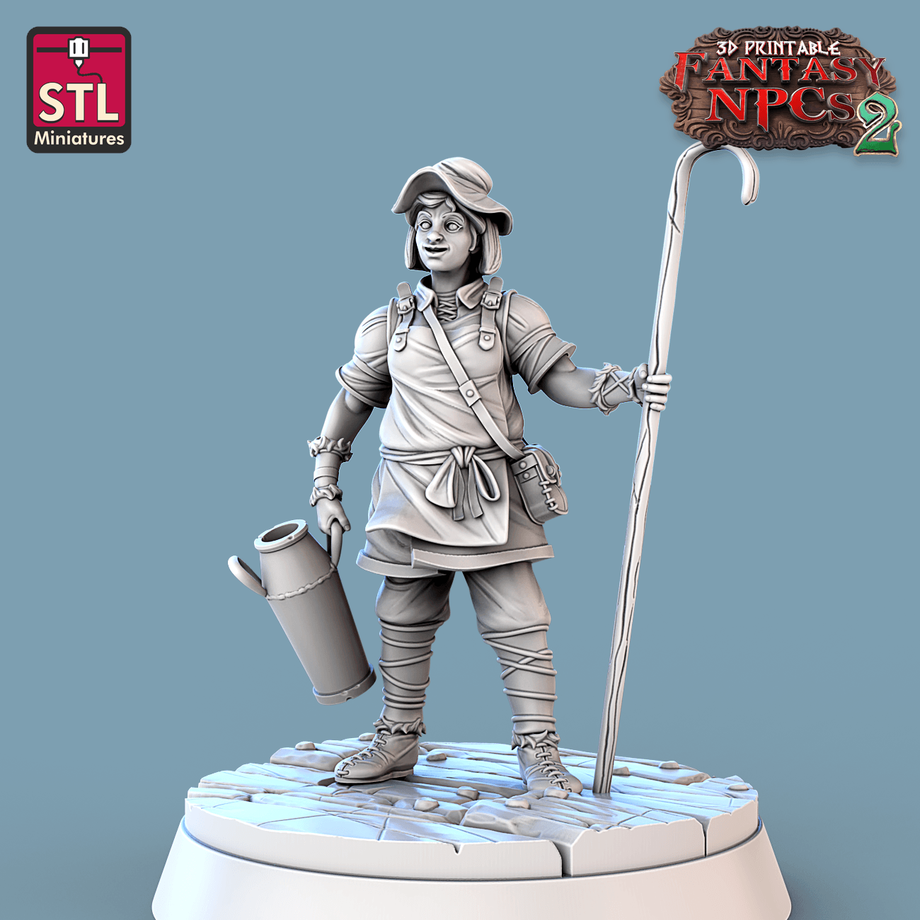 3D Printed STL Miniatures Milk Man Set Fantasy NPC 2 | 28 - 32mm War Gaming D&D - 3D Printing Boss