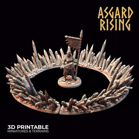 Charming Terrain 3D printed terrain 3D Printed Asgard Rising Spiked Fences Set 28mm - 32mm Ragnarok D&D