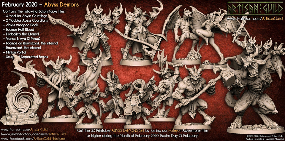 3D Printed Artisan Guild Abyss Imp Gruntiling Abyss Demons Set 28mm 32mm