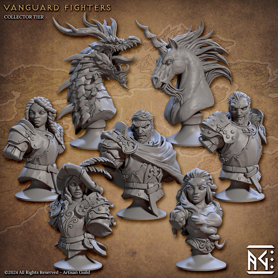 3D Printed Artisan Guild Vanguard Fighters Busts 28mm 32mm