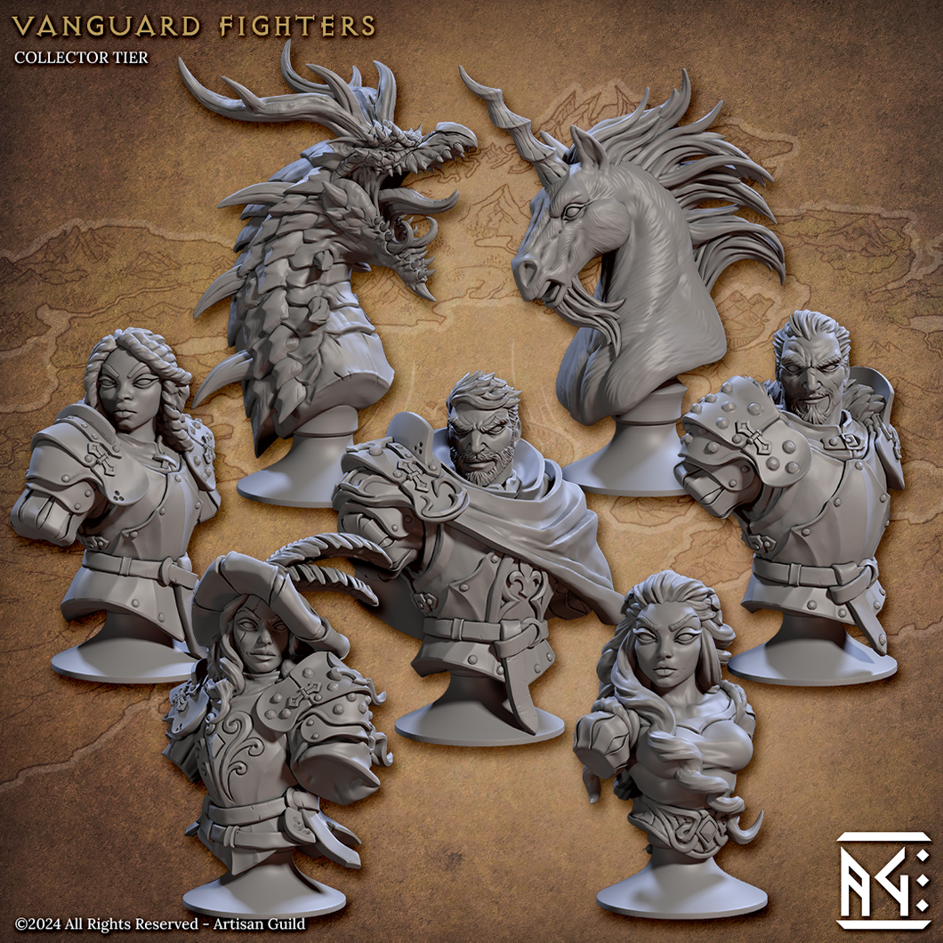 3D Printed Artisan Guild Vanguard Fighters Busts 28mm 32mm