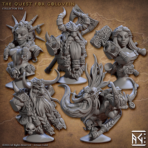 3D Printed Artisan Guild Dwarf Berserkers Busts 28mm 32mm