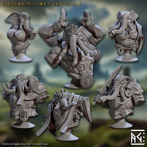 3D Printed Artisan Guild Elephorim Ivory Sentinel Bust Set 28mm 32mm