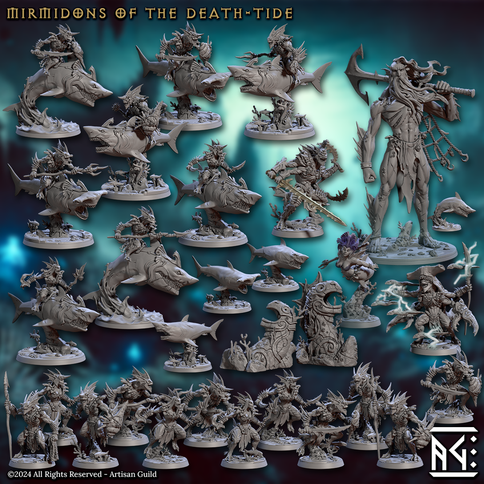 3D Printed Artisan Guild High Tide Jurakin Mirmidons Mirmidons of the Death Tide 28mm 32mm