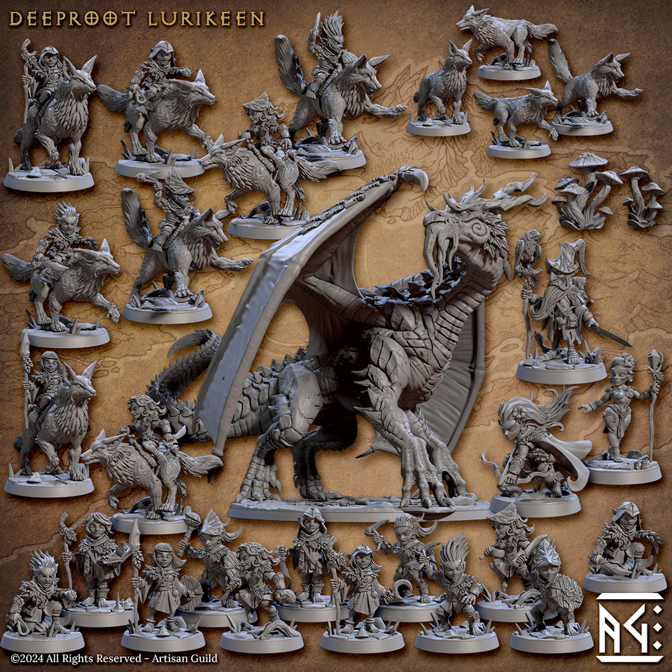 3D Printed Artisan Guild Baggo Elderleaf Deeproot Lurikeen Set 28mm 32mm