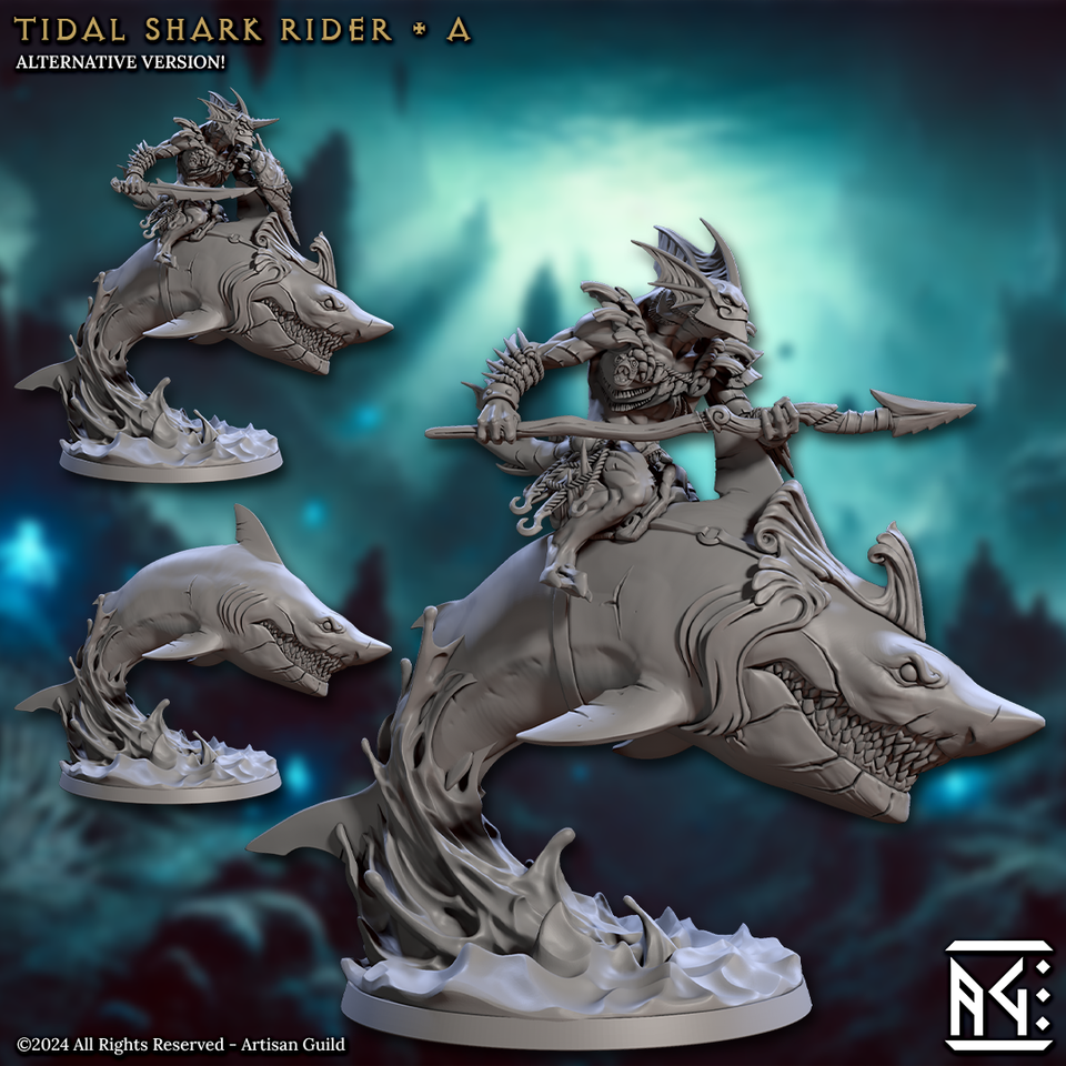3D Printed Artisan Guild Tidal Sharks Riders Mirmidons of the Death Tide 28mm 32mm