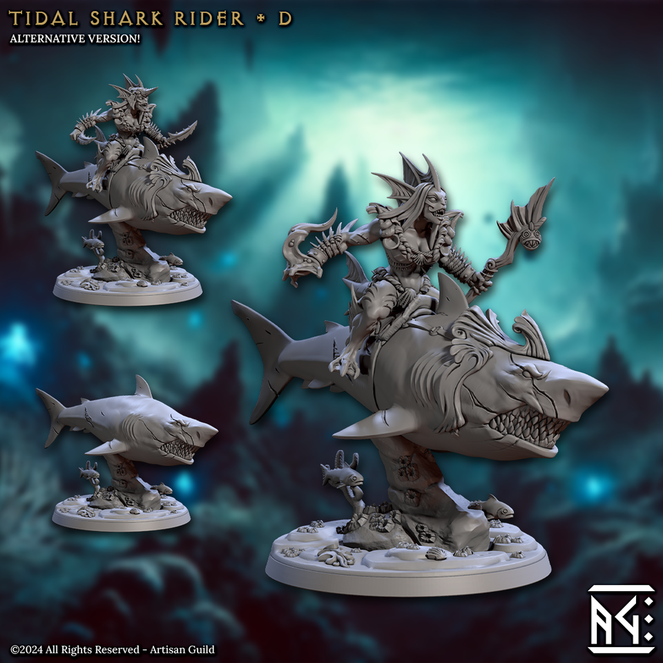 3D Printed Artisan Guild Tidal Sharks Riders Mirmidons of the Death Tide 28mm 32mm