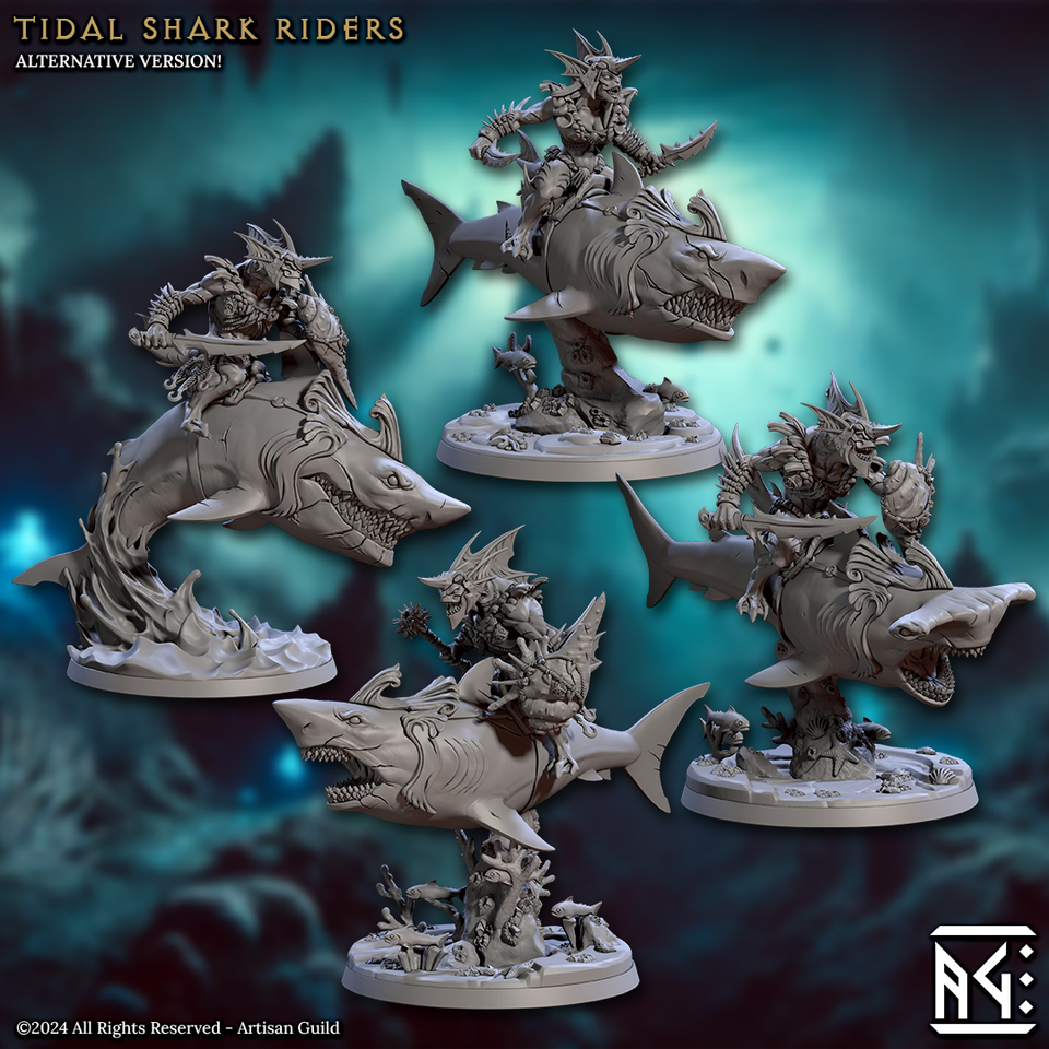 3D Printed Artisan Guild Tidal Sharks Riders Mirmidons of the Death Tide 28mm 32mm