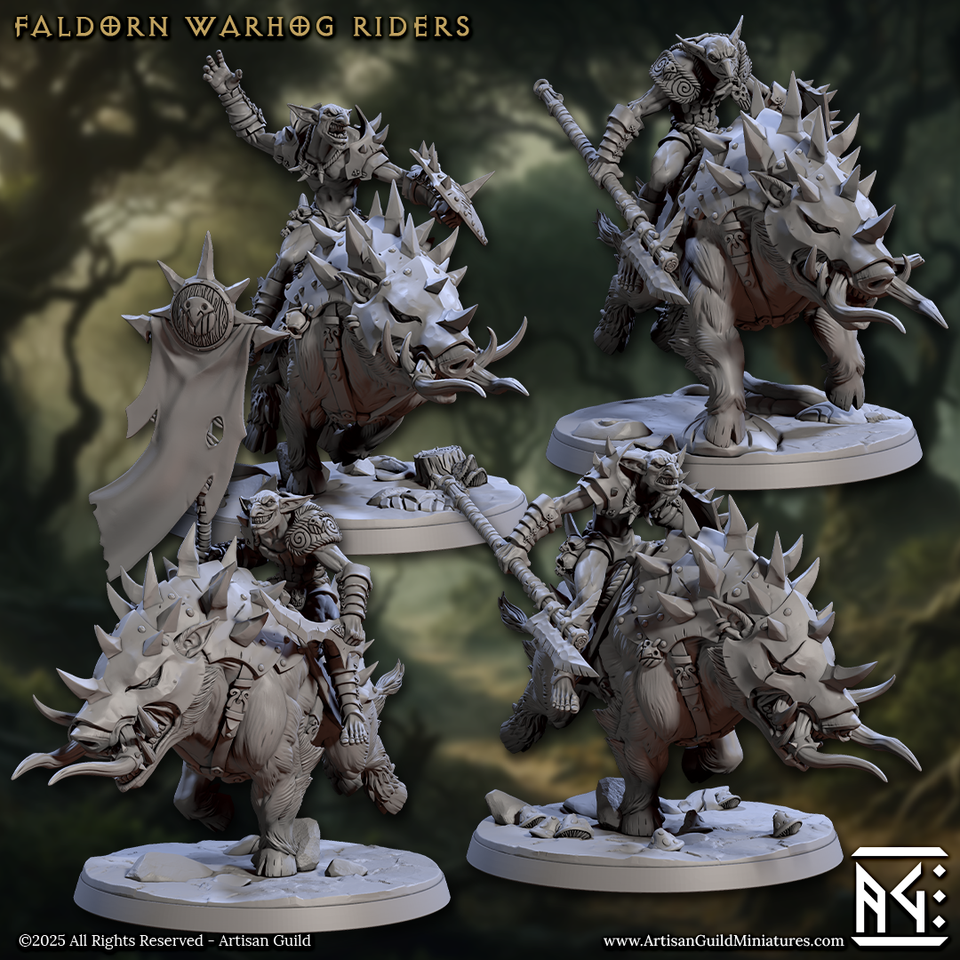 3D Printed Artisan Guild Faldorn Warhogs Riders Set Faldorn Hobgoblin Set 28mm 32mm