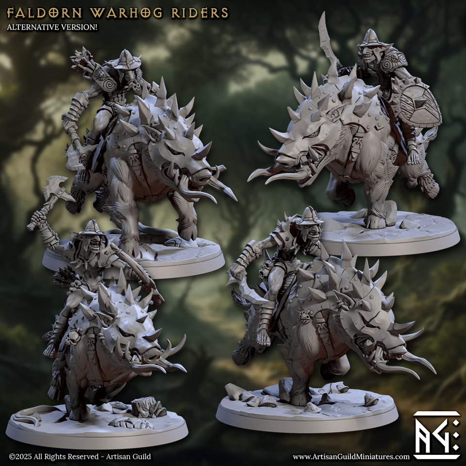 3D Printed Artisan Guild Faldorn Warhogs Riders Set Faldorn Hobgoblin Set 28mm 32mm