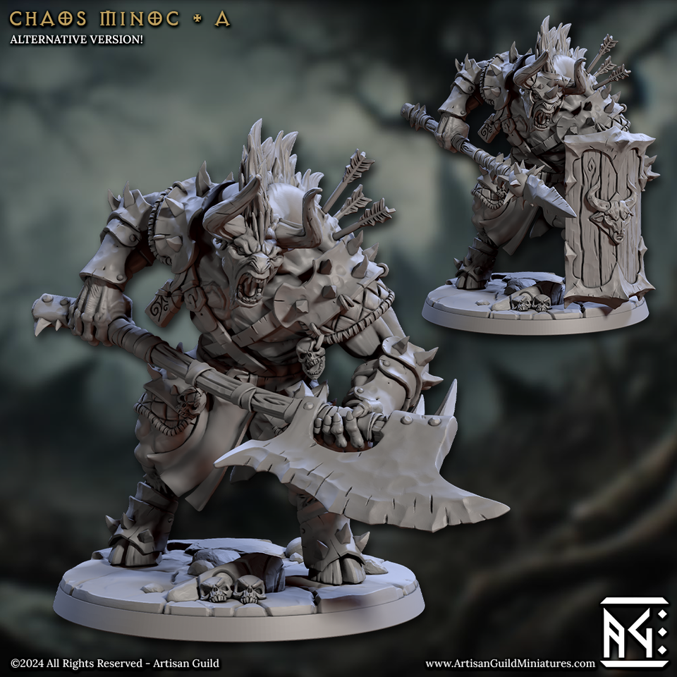 3D Printed Artisan Guild Chaos Minoc Set Rise of the Beastmen Set 28mm 32mm