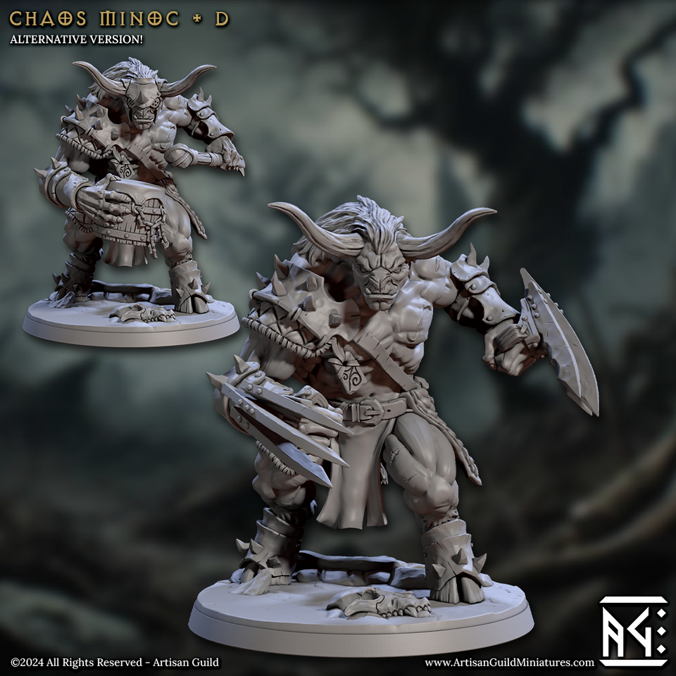3D Printed Artisan Guild Chaos Minoc Set Rise of the Beastmen Set 28mm 32mm