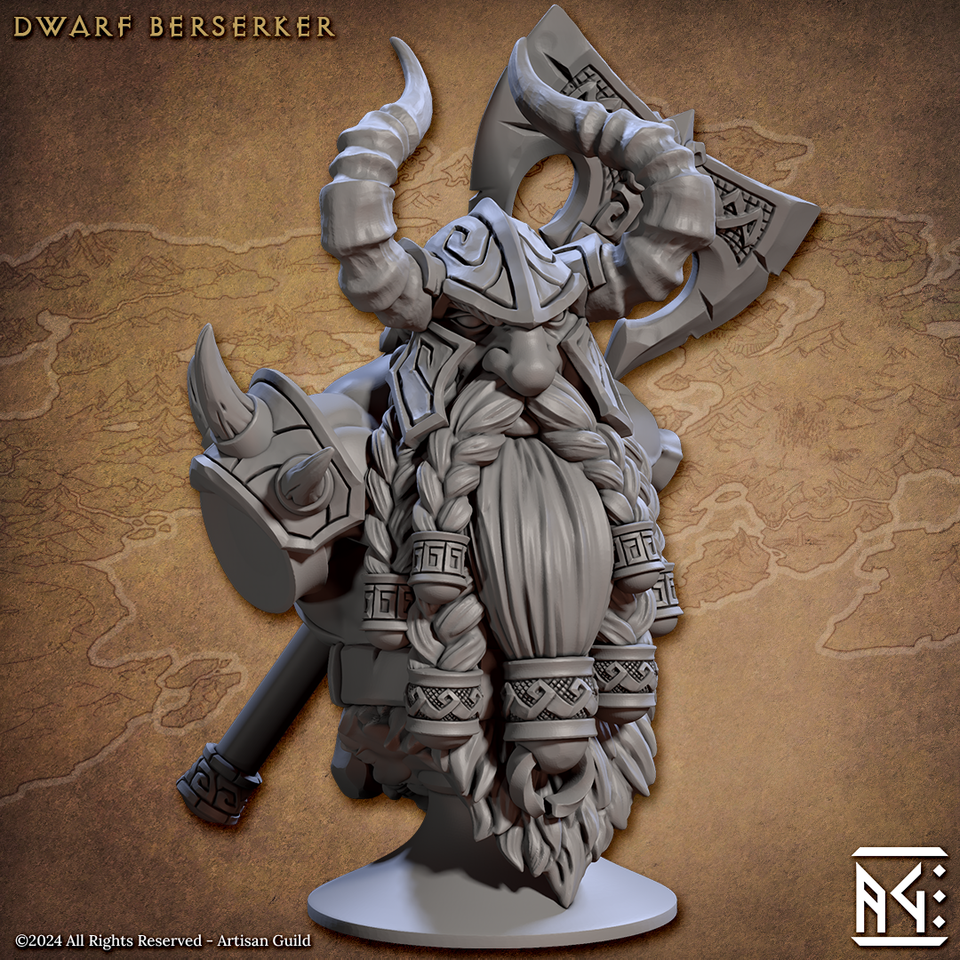 3D Printed Artisan Guild Dwarf Berserkers Busts 28mm 32mm