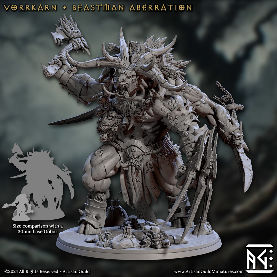 3D Printed Artisan Guild Vorrkarn Beastman Aberration Rise of the Beastmen Set 28mm 32mm