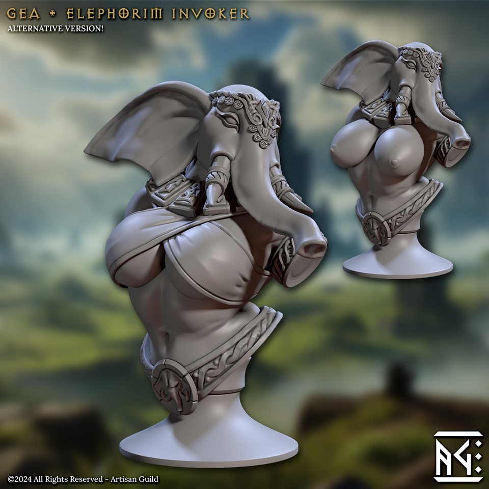 3D Printed Artisan Guild Elephorim Ivory Sentinel Bust Set 28mm 32mm